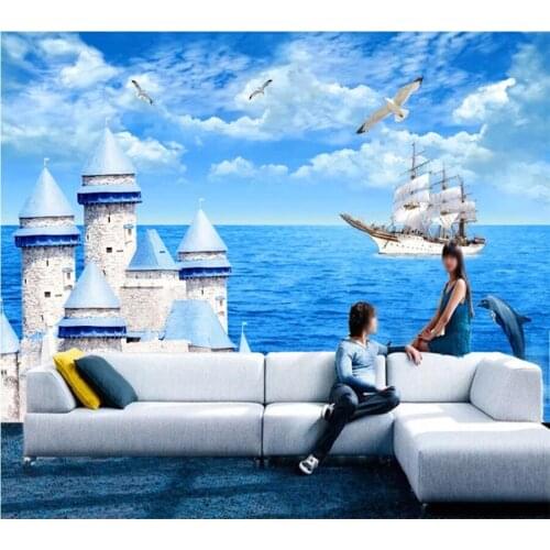 Papel de parede Custom wallpaper 3d photo murals mediterranean castle fresh TV background wall living room bedroom 3d wallpaper