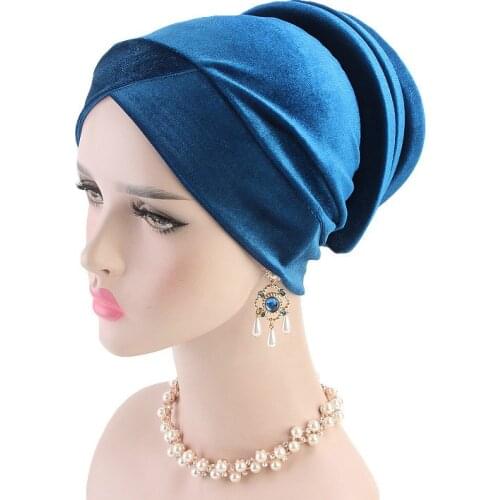 Women Muslim Scarf Hat Solid Color Velvet Women Hijabs Turban Hat Cotton Cover Inner Hijab Cap Islamic Head Wear Hat Under Scarf