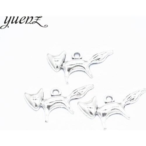 YuenZ 20pcs Antique Silver Plated Fox Charms Pendants for Jewelry Making DIY Handmade 29*15mm D9239