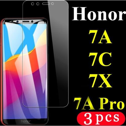 3Pcs 9H for huawei honor 7A 7C pro honor 7 7S 7X tempered glass protective film phone screen protector on the glass smartphone