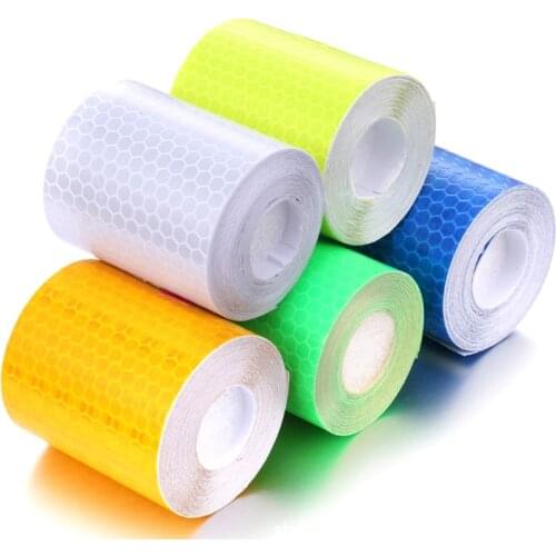 1pc 5x300cm PVC Car Reflective Tape Fluorescent Motorcycle Reflective Stickers Adhesive Tape Film Car Road Warning Tape Stickers