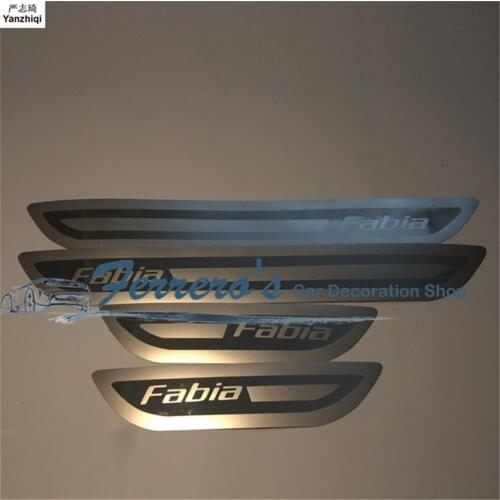 4pcs/lot stainless steel car stickers styling door sill Scuff Plate pedal For SKODA FABIA 2008 2009 2010 2011 2012 2013 2014