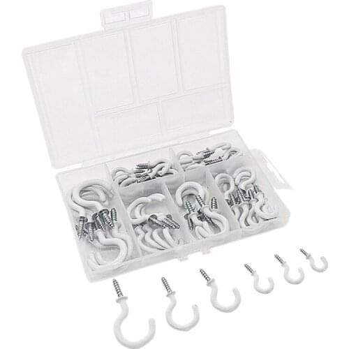 70PCS Ceiling Hooks Heavy Duty Screw Cup Hook for Bathroom Kitchen Wall Ceiling Hanging Various Size Combination Package