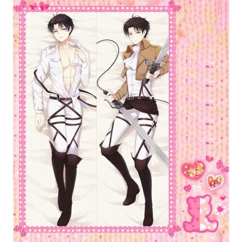 Anime Cartoon Attack On Titan Shingeki No Kyojin Double Bolster Hugging Pillow Case Cover Pillowcase Peach Skin 2 Way No.3085