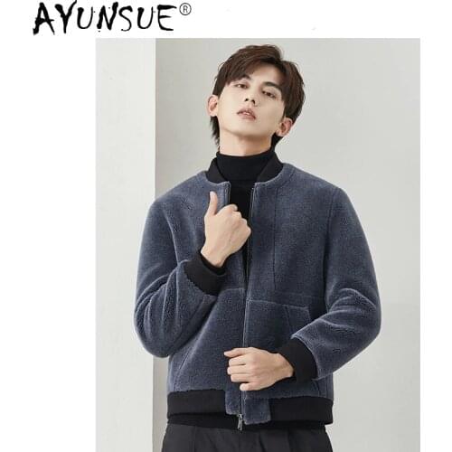 AYUNSUE New Winter Jacket Men Clothing 2020 Korean Style Warm Baseball Casual Real Wool Fur Coat Male Chaquetas Hombre LXR871