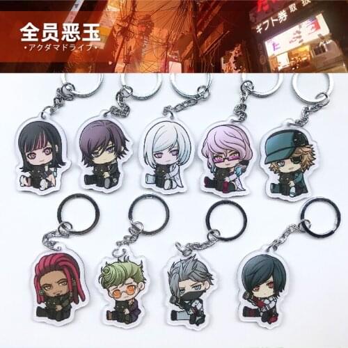 Akudama Drive Courier Hacker Brawler Doctor Cartoon Keychain Bag Acrylic Pendant Toy Keyring Decor Cosplay Student Gift Anime