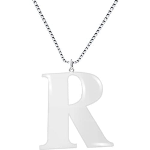 Big Initial Letter R Pendant Necklace Stainless Steel Alphabe Pendant Charm Simple Style long Chain for mothers Day