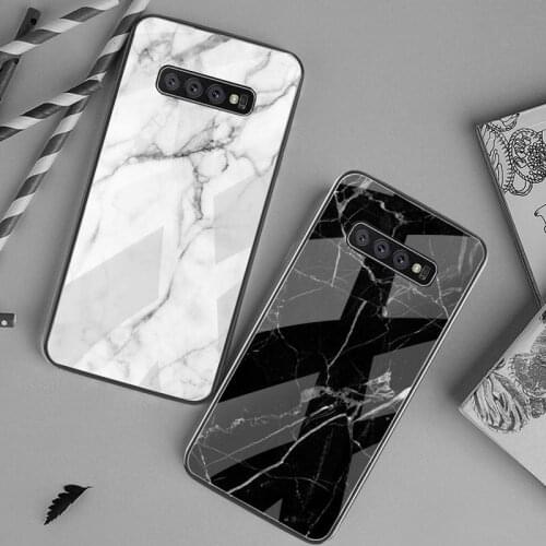 Marble pattern Phone Case Tempered Glass For Samsung S20 Plus S7 S8 S9 S10 Plus Note 8 9 10 Plus