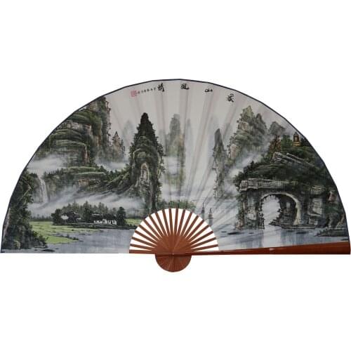 Waterfall Painting Decorative Fan, Hang The Wall Decoration Sensu Live With One’s Own Family Background Wall Decoration Fan