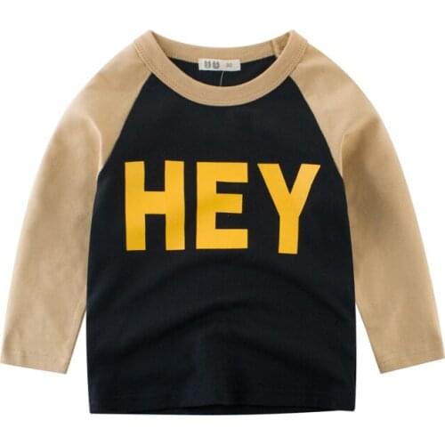 Kids T-shirts Boys Girls Long Sleeve Letter Tops Children Autumn Solid Cotton Sweatshirt 2 3 4 5 6 7 8 Years Boy Girl T Shirts