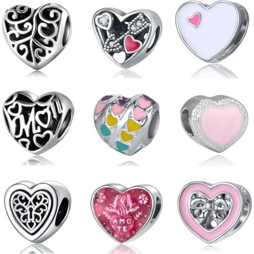 DIY bisuteria heart love beads bijoux bracciale french bead silver perfumes mujer originales jewelry bracelet charms