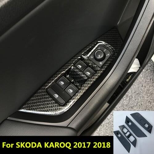 For Skoda Karoq 2017 2018 Car Window Switch Adjust Lift Panel Cover Trim Garnish Frame Car Stickers Car Styling accessories 4pcs