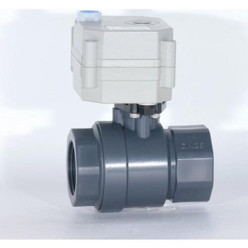 1/2"-1 1/4'' UPVC 2-Way Motorized Ball Valve DN15-DN32 Full Bore UPVC Compact Electric Valve AC/DC9-24V Capacitor Auto Return