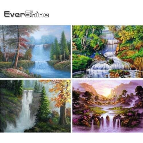 EverShine Diamond Painting Full Drill Square Waterfall Diamond Embroidery Cross Stitch Rhinestones Art Landscape Home Decor