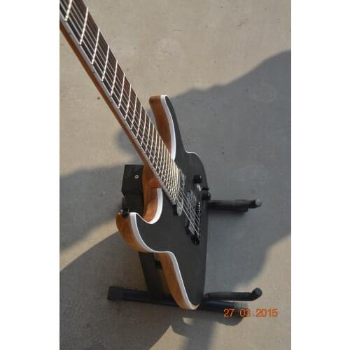 Free shipping 7 strings guitar,matte black mah guitar,ASH wood body,black locked button,HH pickups,fixed bridge