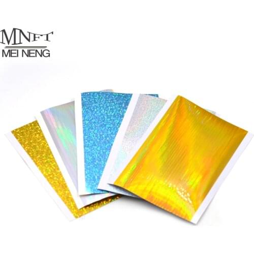 MNFT 10Pcs 12X7.3cm Stickers Holographic Film DIY Fly Fishing Lure Rainbow Film Flash Nymph Fly Tying Materials