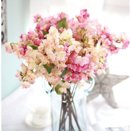 Artificial Fake Flowers Leaf Cherry Blossoms Floral Wedding Bouquet Party Decor Wedding Silk Artificial flowers