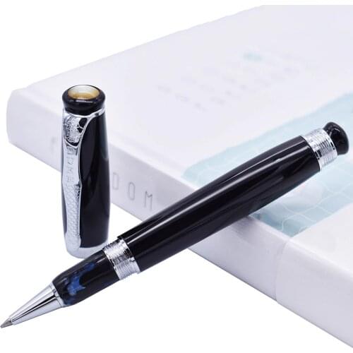 Duke Tutor Classic Rollerball Pen , Black Barrel and White Pearl on Top , Ideal for Business Office Home or Gift
