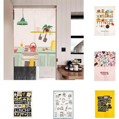 Creative Kitchen Door Curtain Cupboard Shelter Curtain Cotton Linen Half Panel Curtain Home Decoration