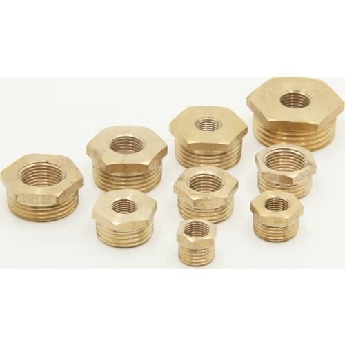 Brass Hex Bushing Reducer Pipe Fitting 1/8 1/4 3/8 1/2 3/4 Threaded Reducing Copper Water Gas Adapter Coupler Connector