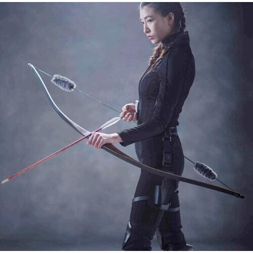 Archery Hunting Recurve Bow One Piece Traditional Wood Longbow Targeting Practice Right Hand with Otter Balls String Silencer