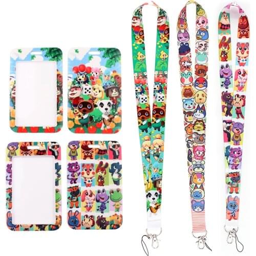 MD952 DMLSKY Cartoon Animals Cute Necklack Lanyard Key Gym Strap Multifunction Mobile Phone With Card Holder Cover For Kids Gift