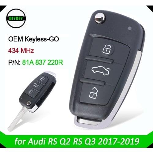DIYKEY 81A837220R Keyless Entry Go Smart Remote Key Fob 434MHz ID88 Chip for Audi RS Q2 RS Q3 2017 2018 2019 P/N: 81A 837 220R