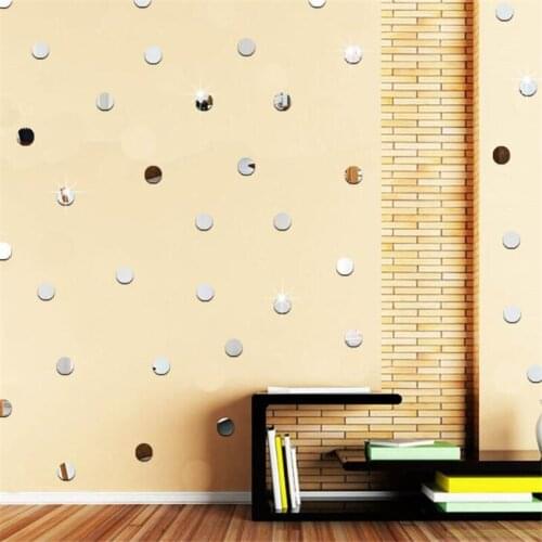 Mini 3D Acrylic Mirror Wall Stickers Round Shape Stickers Decal Mosaic Mirror Effect Livingroom Home Decor
