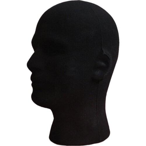 Male Flocking Foam Head Model Glasses Headset Wig Display Stand Rack Mannequin Hairdressers Head Black Foam Tool Mannequin