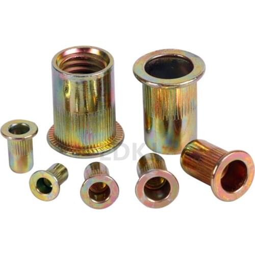 190pcs set carbon steel coated zinc pull rivet nut set flat head pull rivet nut M3 M4 M5 M6 M8 M10 M12 series boxed