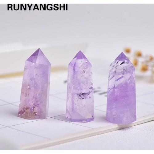 35-45mm Natural Crystal Point Brazilian Amethyst Healing Obelisk purple Quartz Wand Ornament for Home Decor Energy Stone