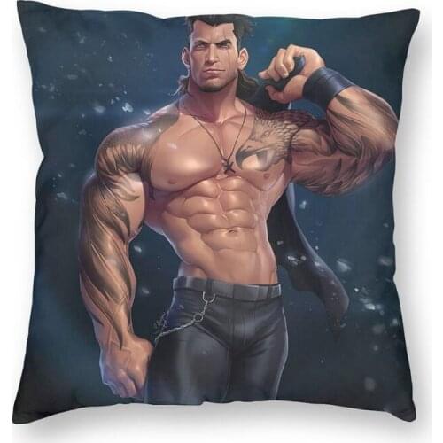 Cartoon Sexy Muscle Man Gym Strength Body Art Throw Pillow Cover Decoration Square Cushion Cover 45x45 Pillowcover for Sofa