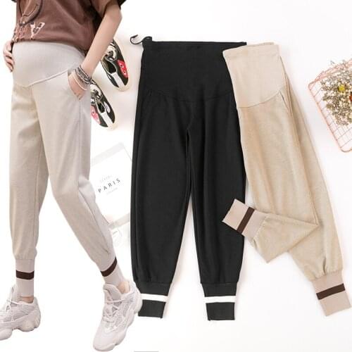2020 New Autumn Winter Pregnant Women Casual Ankle-Length Sports Trousers with Pockets Maternity Belly Pants Cotton Bloomers