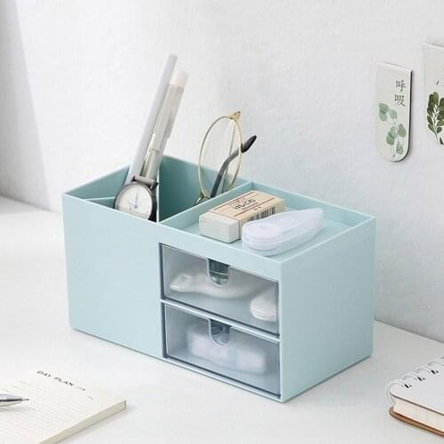 Cosmetic Organizer Box w/ 2 Drawer 3 Layers Large Capacity Storage Cosmetic Organizer Box for Dresser Countertop Bedroom