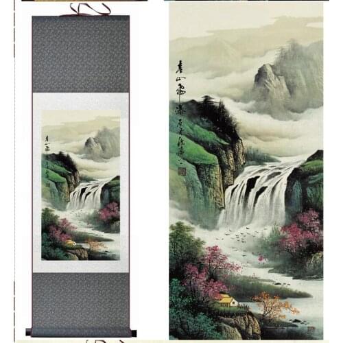 Landscape painting Home Office Decoration Chinese scroll painting mountain and River paintingPrinted painting
