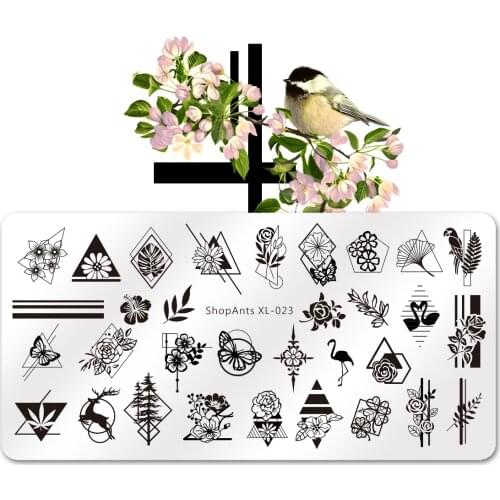 Stainless Steel 6*12cm Nail Stamping Plates Deer Bird Rose Butterfly Geometry Stripe Pattern Stencil Nail Art Stamp Templates