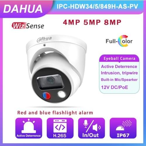 Dahua Full Color Active Deterrence IP Camera 8MP IPC-HDW3849H-AS-PV 5MP IPC-HDW3549H-AS-PV 4MP IPC-HDW3449H-AS-PV Two Way Audio