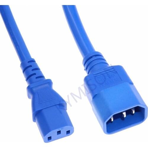 Durable 14AWG IEC320 C14 Male To C13 Female Power Extension Cable For PC Computer Monitor PDU UPS 15A 250V 1m/1.8m Blue