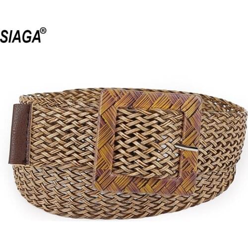 Ladies Fashion Design Knitted Slim Belts Buckle Metal Skirt Pants Waist Belt for Women Dress Decorative Model 2.8cm Width SA047