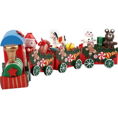 4 Pieces New Christmas Train Painted Wood With Xmas Kid Toys Gift Ornament Navidad Christmas Decoration For Kids Gift