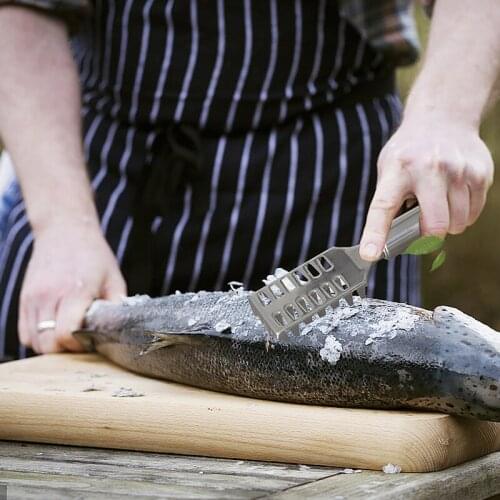 Stainless Steel Fish Scale Scraping Kitchen Gadget Supplies Cleaing Fish Scale Planning Fishing Gear Fishing Scale Remover AT100