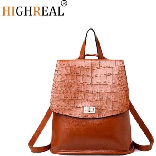 HIGHREAL Women Backpacks Womens PU Leather Backpacks Female School Shoulder bags Teenage Girls College Student Casual Bag J110