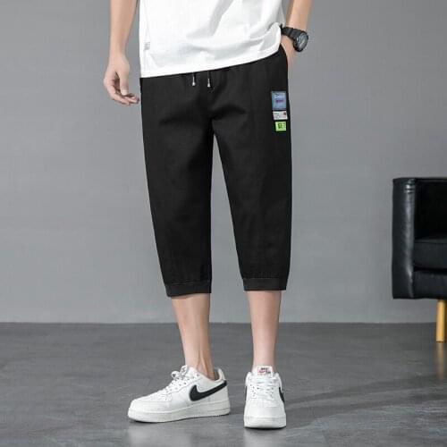 New Summer Cargo Shorts Men Drawstring Calf-Length Pants Fashion Casual Pants Mens Outdoor Sport Trousers Streetwear Jogger