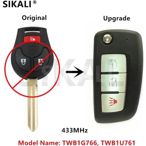 SIKALI New Upgraded Car Remote Key for NISSAN March Qashqai Sunny Sylphy Tiida X-Trail 433MHz ID46 Chip