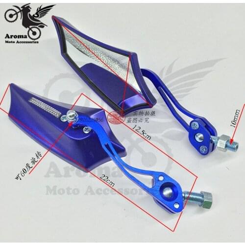 Blue motorcycle rear view mirror for yamaha motorbike Accessories moto rearview mirror 10mm 8mm universal ATV dirt pit bike part
