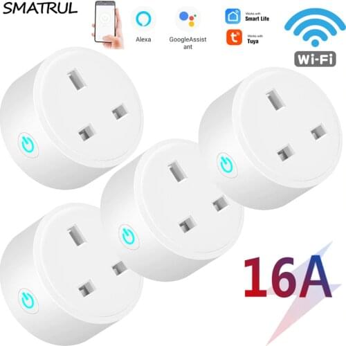 SMATRUL WiFi Smart Plug UK Adaptor Wireless Remote Voice Control Power Energy Monitor Outlet Timer Socket for Alexa Google Home