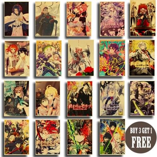 Vintage Anime Poster Seraph of the end Retro Posters Wall Stickers Kraft Paper Prints Home Bar Decoration Painting