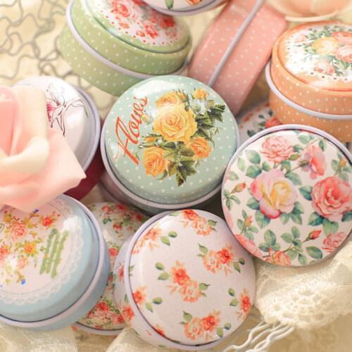 1PC Portable Mini Floral Metal Storage Box Medicine Pill Tea Candy Homemade Lipstick Storage Jewelry Tin Box Organizer Container