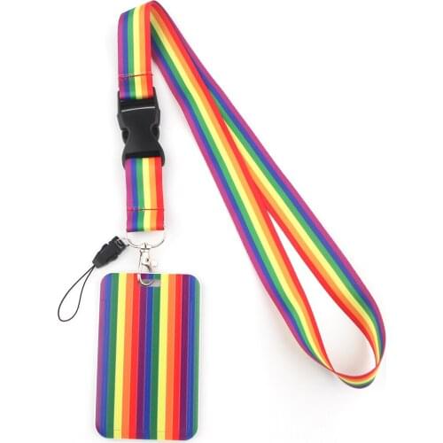 1pc ZF2246 Rainbow Gay Creative Lanyard Badge ID Lanyards Mobile Phone Rope Key Lanyard Neck Straps Accessories