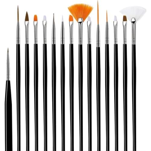 15 Pcs Professional Nail Art Brush Set Line Drawing Painting Pen UV Gel Polish Designs Acrylic Perfect Manicure Books On Tools